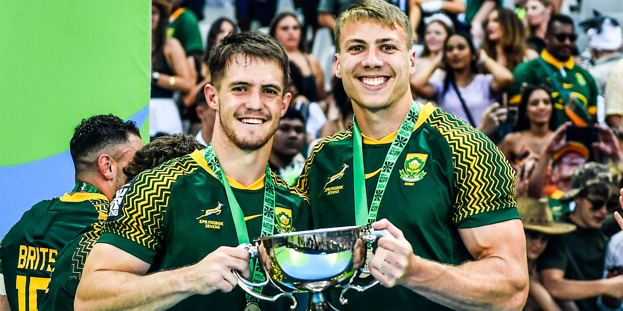 Quewin Nortje and Zander Reynders all smiles after the tournament victory in Cape Town.