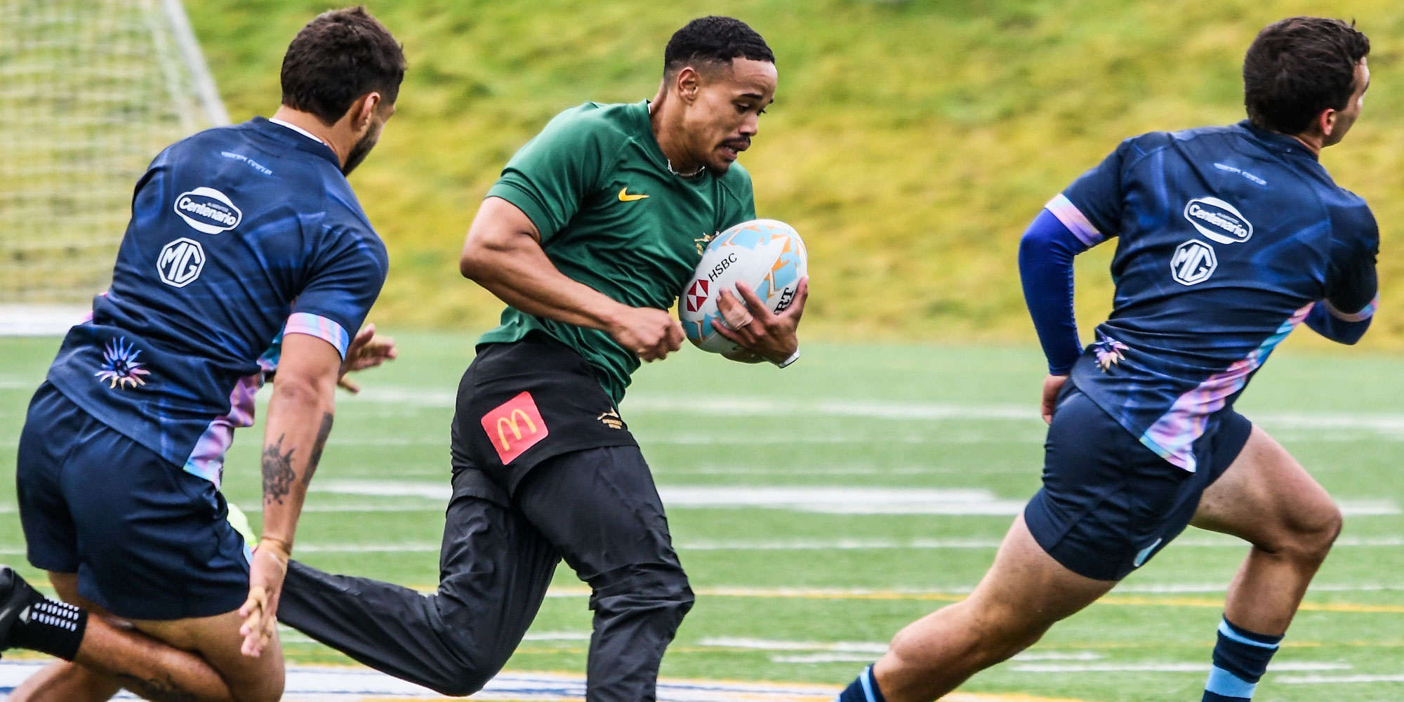 Donavan Don in action in a training match against Uruguay.