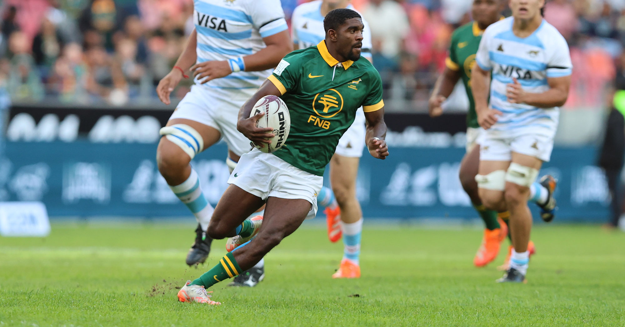 Cheswill Jooste on the run for the Junior Springboks.