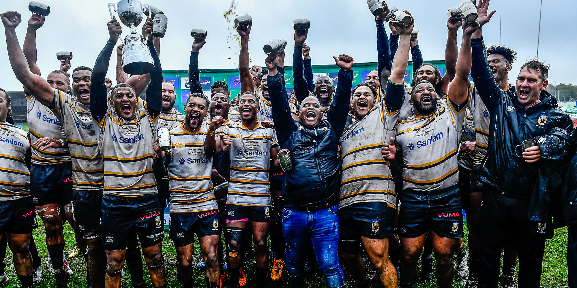The Sanlam Boland Kavaliers celebrate their First Division title.