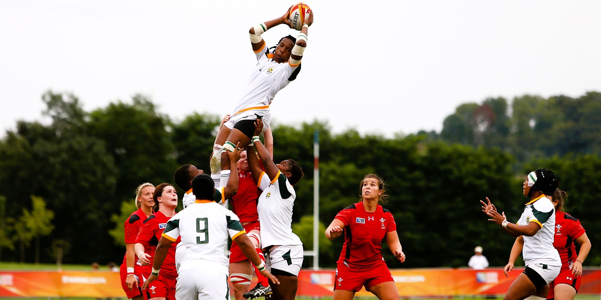 Taking a lineout at the Rugby World Cup in 2014.