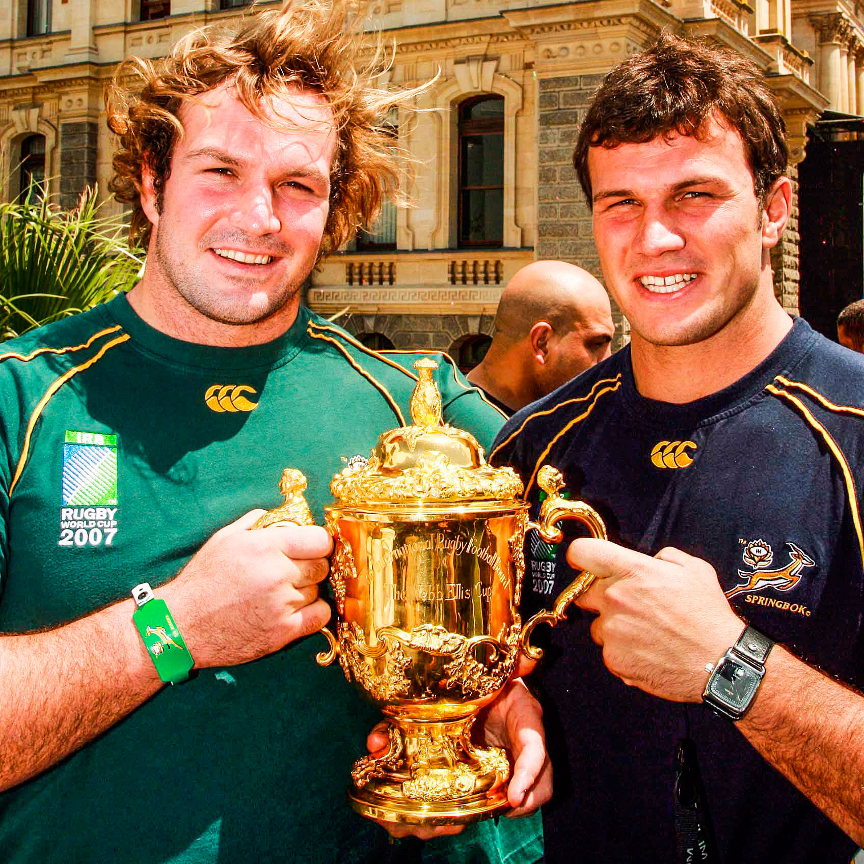 The Du Plessis brothers with the Webb Ellis Cup in 2007.